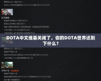 DOTA中文維基關閉了，你的DOTA世界還剩下什么？