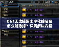 DNF無(wú)法使用未凈化的裝備怎么解除掉？詳解解決方案！