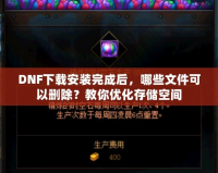 DNF下載安裝完成后，哪些文件可以刪除？教你優(yōu)化存儲空間