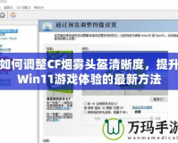 如何調(diào)整CF煙霧頭盔清晰度，提升Win11游戲體驗的最新方法