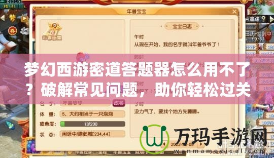 夢幻西游密道答題器怎么用不了？破解常見問題，助你輕松過關(guān)！