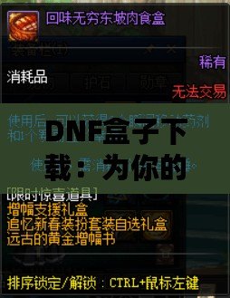 DNF盒子下載：為你的游戲體驗增添無限樂趣