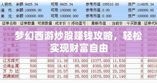 夢幻西游炒股賺錢攻略，輕松實(shí)現(xiàn)財(cái)富自由