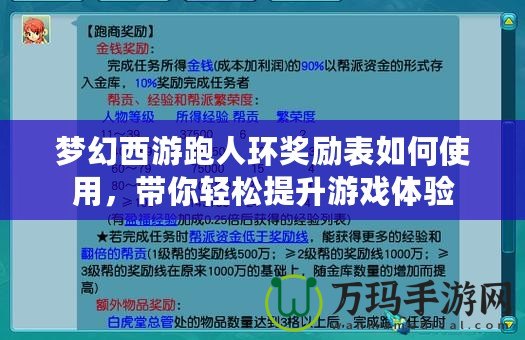 夢(mèng)幻西游跑人環(huán)獎(jiǎng)勵(lì)表如何使用，帶你輕松提升游戲體驗(yàn)