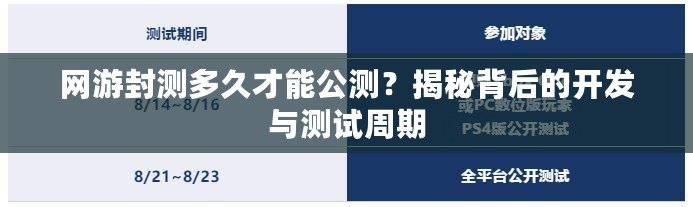 網(wǎng)游封測多久才能公測？揭秘背后的開發(fā)與測試周期