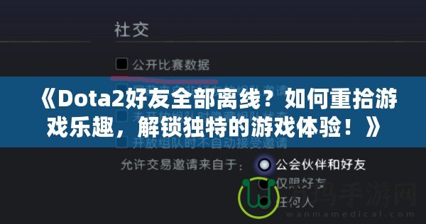 《Dota2好友全部離線？如何重拾游戲樂趣，解鎖獨(dú)特的游戲體驗(yàn)！》