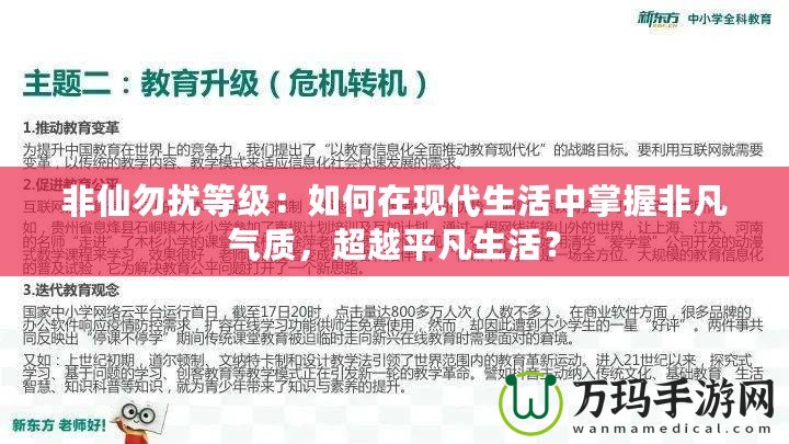 非仙勿擾等級：如何在現(xiàn)代生活中掌握非凡氣質(zhì)，超越平凡生活？