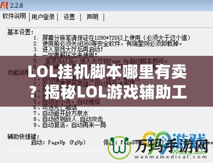 LOL掛機(jī)腳本哪里有賣(mài)？揭秘LOL游戲輔助工具的市場(chǎng)與選擇