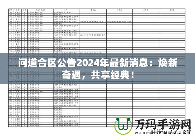 問道合區(qū)公告2024年最新消息：煥新奇遇，共享經(jīng)典！