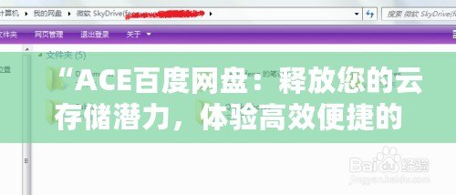 “ACE百度網(wǎng)盤：釋放您的云存儲潛力，體驗高效便捷的數(shù)字生活”