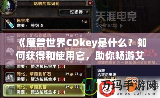 《魔獸世界CDkey是什么？如何獲得和使用它，助你暢游艾澤拉斯》