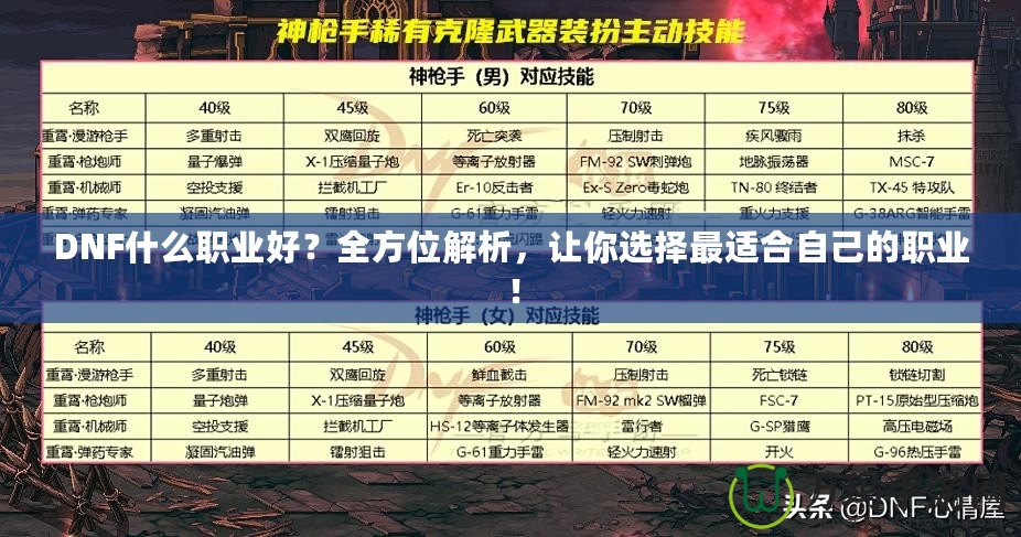 DNF什么職業(yè)好？全方位解析，讓你選擇最適合自己的職業(yè)！