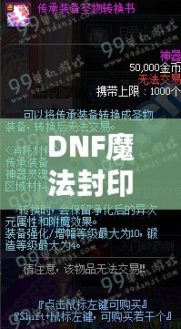 DNF魔法封印裝備圣物轉(zhuǎn)換書(shū)——讓你的裝備煥發(fā)新生！